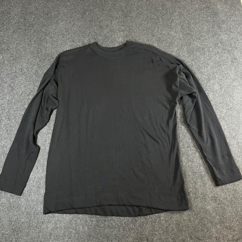 AYR Black 100% Cotton Long Sleeve Crewneck Top Small Relaxed Dropped Shoulder